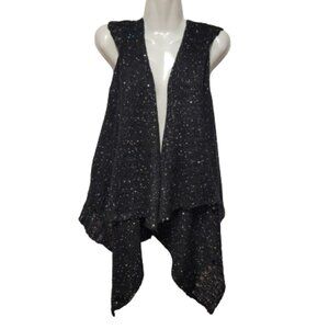 Black Sequin Sweater Open Cardigan Spring Fall Winter Size S/M